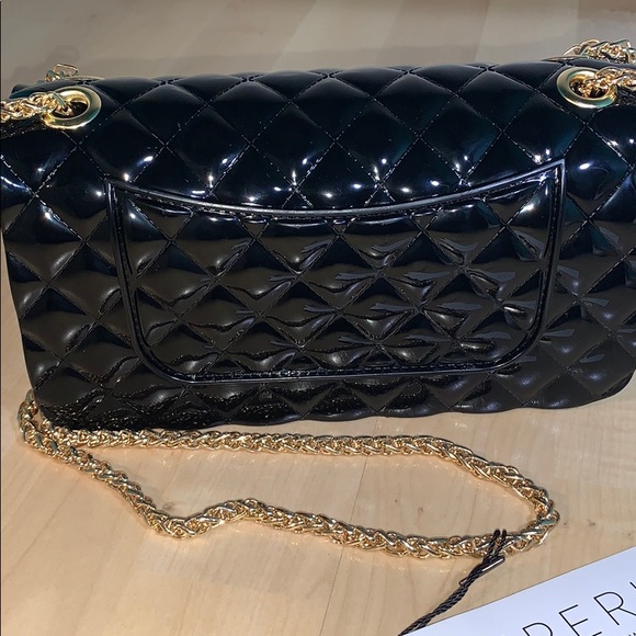 EMPERIA QUILTED JELLY PURSE Black w/ Gold Chain - Picture 5 of 6
